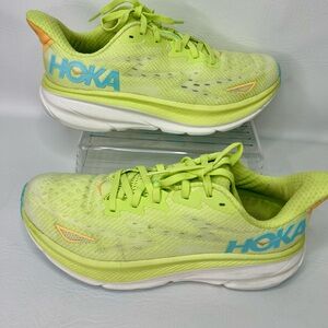 HOKA Clifton 9 Women’s Size 8B Neon Yellow Running Shoes Lightweight Mesh